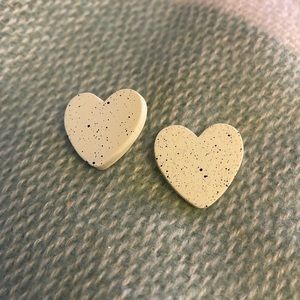 NWOT White Heart Stud Earrings